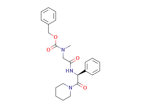 Molecular Structure of 148076-28-2 (Methyl-[((S)-2-oxo-1-phenyl-2-piperidin-1-yl-ethylcarbamoyl)-methyl]-carbamic acid benzyl ester)