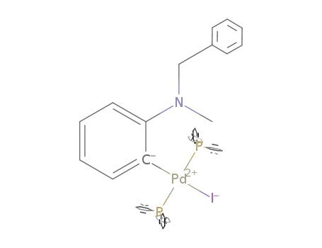 Molecular Structure of 677027-15-5 (trans-[Pd(C<sub>6</sub>H<sub>4</sub>N(Me)CH<sub>2</sub>Ph-2)I(PPh<sub>3</sub>)2])