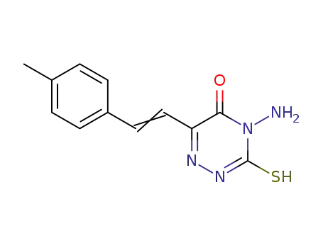 Molecular Structure of 89569-85-7 (1,2,4-Triazin-5(2H)-one,
4-amino-3,4-dihydro-6-[2-(4-methylphenyl)ethenyl]-3-thioxo-)