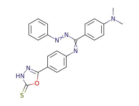 Molecular Structure of 122352-01-6 (5-[4-({(1Z)-[4-(dimethylamino)phenyl][(E)-phenyldiazenyl]methylidene}amino)phenyl]-1,3,4-oxadiazole-2(3H)-thione)