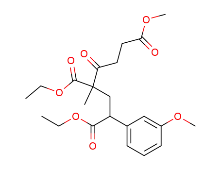 Molecular Structure of 94813-13-5 (1,3,6-Hexanetricarboxylic acid, 1-(3-methoxyphenyl)-3-methyl-4-oxo-,
1,3-diethyl 6-methyl ester)
