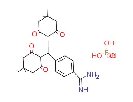 Molecular Structure of 84441-74-7 (Bis<5,5-dimethyl-1,3-dioxocyclohex-2-yl>-4-amidinophenylmethan * H3PO4)