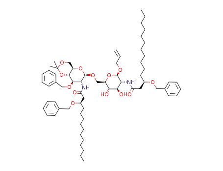 (R)-3-Benzyloxy-tetradecanoic acid {(4aR,6R,7R,8R,8aS)-6-[(2R,3S,4R,5R,6R)-6-allyloxy-5-((R)-3-benzyloxy-tetradecanoylamino)-3,4-dihydroxy-tetrahydro-pyran-2-ylmethoxy]-8-benzyloxy-2,2-dimethyl-hexahydro-pyrano[3,2-d][1,3]dioxin-7-yl}-amide