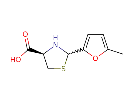Molecular Structure of 72678-99-0 (4-Thiazolidinecarboxylic acid, 2-(5-methyl-2-furanyl)-)