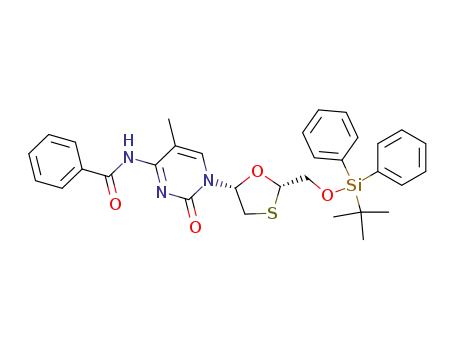 (+)-(2S,5R)-5-methyl-1-<2-<<(tert-butyldiphenylsilyl)oxy>methyl>-1,3-oxathiolan-5-yl>-N<sub>4</sub>-benzoylcytosine