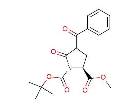 Molecular Structure of 130620-52-9 (1,2-Pyrrolidinedicarboxylic acid, 4-benzoyl-5-oxo-, 1-(1,1-dimethylethyl)
2-methyl ester)