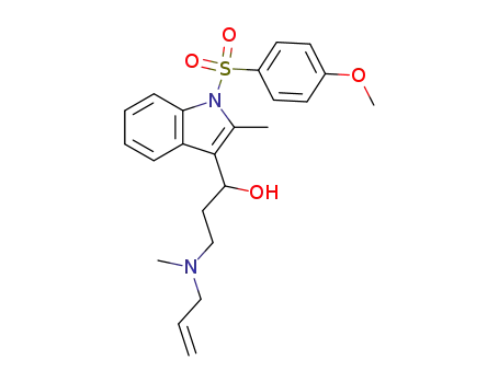 Molecular Structure of 113424-30-9 (3-(Allyl-methyl-amino)-1-[1-(4-methoxy-benzenesulfonyl)-2-methyl-1H-indol-3-yl]-propan-1-ol)