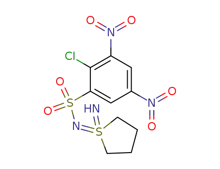 Molecular Structure of 92075-04-2 (Thiophene,
1-[[(2-chloro-3,5-dinitrophenyl)sulfonyl]imino]-1,1,1,1,2,3,4,5-octahydro-
1-imino-)