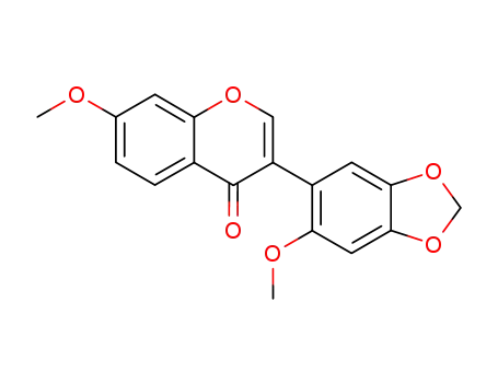 Molecular Structure of 4253-00-3 (7-methoxy-3-(6-methoxy-1,3-benzodioxol-5-yl)-4H-chromen-4-one)