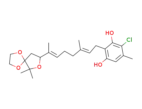 1,3-Benzenediol,
4-chloro-2-[7-(6,6-dimethyl-1,4,7-trioxaspiro[4.4]non-8-yl)-3-methyl-2,6-
octadienyl]-5-methyl-, (E,E)-