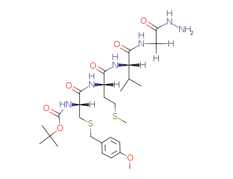Glycine,
N-[N-[N-[N-[(1,1-dimethylethoxy)carbonyl]-S-[(4-methoxyphenyl)methyl]-
L-cysteinyl]-L-methionyl]-L-valyl]-, hydrazide