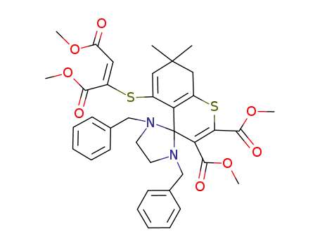 2,3-bis(methoxycarbonyl)-5(E)-<<1,2-bis(methoxycarbonyl)vinyl>thio>-7,7-dimethyl-7,8-dihydro-1',3'-dibenzylbenzo<b>thiopyran-4-spiro-2'-imidazolidine