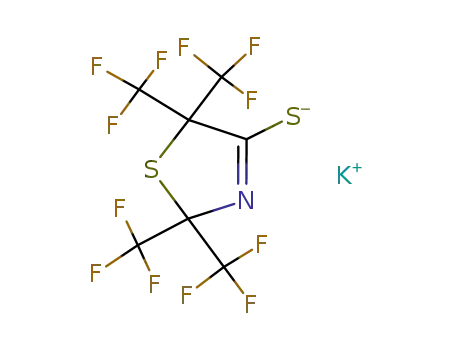 Molecular Structure of 124177-35-1 (Potassium; 2,2,5,5-tetrakis-trifluoromethyl-2,5-dihydro-thiazole-4-thiolate)