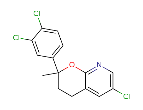 Molecular Structure of 102830-85-3 (6-chloro-2-(3,4-dichlorophenyl)-2-methyl-3,4-dihydro-2H-pyrano[2,3-b]pyridine)