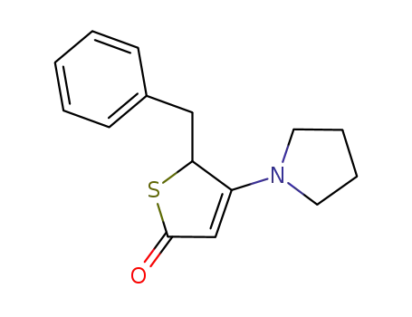 Molecular Structure of 117648-47-2 (2(5H)-Thiophenone, 5-(phenylmethyl)-4-(1-pyrrolidinyl)-)