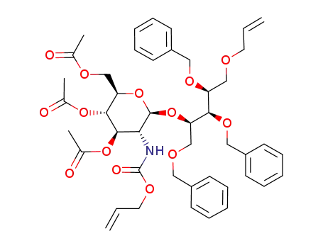 Acetic acid (2R,3S,4R,5R,6R)-3-acetoxy-2-acetoxymethyl-6-((1R,2R,3S)-4-allyloxy-2,3-bis-benzyloxy-1-benzyloxymethyl-butoxy)-5-allyloxycarbonylamino-tetrahydro-pyran-4-yl ester
