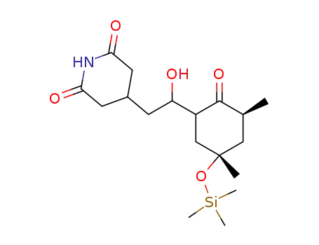 Molecular Structure of 131077-81-1 (4-[2-((3S,5S)-3,5-Dimethyl-2-oxo-5-trimethylsilanyloxy-cyclohexyl)-2-hydroxy-ethyl]-piperidine-2,6-dione)