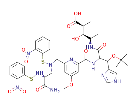 (2S,3S,4R)-4-<<N<sup>α</sup>-<6-<<N-<(S)-2-carbamoyl-2-<(o-nitrophenylthio)-amino>ethyl>-N-(o-nitrophenylthio)amino>methyl>-4-methoxypyridine-2-carbonyl>-erythro-β-tert-butoxy-L-histidyl>amino>-3-hydroxy-2-methylpentanoic acid