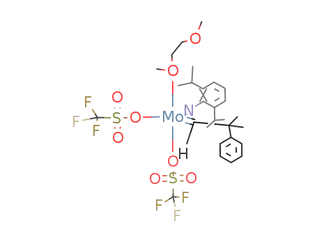 Molecular Structure of 645391-49-7 (Mo(N-2,6-i-Pr2C6H3)(CHCMe2Ph)(OTf)2(DME))