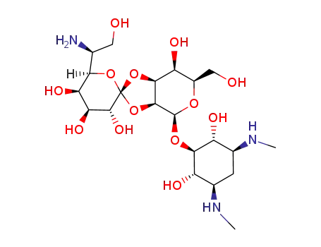 Molecular Structure of 55651-94-0 (D-Streptamine,O-6-amino-6-deoxy-Lglycero- D-galacto-heptopyranosylidene-(1f2- 3)-O-&acirc;-D-talopyranosyl-(1f5)-2-deoxy-N,- N'-dimethyl- )