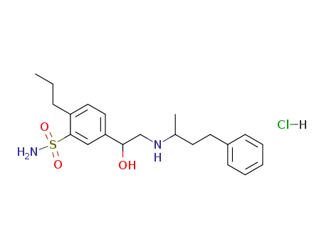 Benzenesulfonamide,
5-[1-hydroxy-2-[(1-methyl-3-phenylpropyl)amino]ethyl]-2-propyl-,
monohydrochloride
