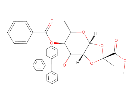 4-O-benzoyl-3-O-trityl-1,2-O-<1-(exo-methoxycarbonyl)ethylidene>-β-L-rhamnopyranose