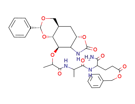 1D-(1,2,4/3,5)-2-amino-1,2-N,O-carbonyl-3-O-<(R)-2'-propanoyl-L-alanyl-D-isoglutamine benzylester>-5-C-hydroxymethyl-1,3,4-cyclohexane-triol