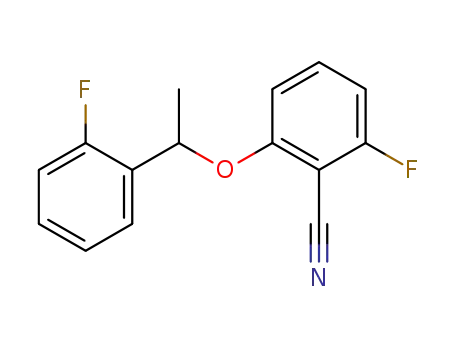 Molecular Structure of 872181-55-0 (Benzonitrile, 2-fluoro-6-[1-(2-fluorophenyl)ethoxy]-)