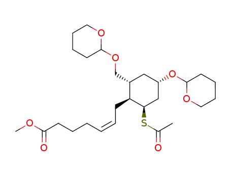 (Z)-7-[(1S,2R,4S,6R)-2-Acetylsulfanyl-4-(tetrahydro-pyran-2-yloxy)-6-(tetrahydro-pyran-2-yloxymethyl)-cyclohexyl]-hept-5-enoic acid methyl ester