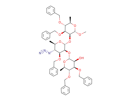 methyl O-(3,4-di-O-benzyl-α-D-rhamnopyranosyl)-(1->2)-O-(4-azido-3-O-benzyl-4,6-dideoxy-α-D-mannopyranosyl)-(1->2)-3,4-di-O-benzyl-α-D-rhamnopyranoside