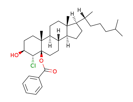 Molecular Structure of 34693-64-6 (4α-chloro-5β-cholestane-3β,5-diol 5-mono-benzoate)