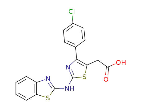 Molecular Structure of 89402-76-6 (5-Thiazoleacetic acid, 2-(2-benzothiazolylamino)-4-(4-chlorophenyl)-)