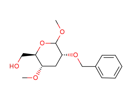 Molecular Structure of 123921-11-9 (.beta.-ribo-Hexopyranoside, methyl 3-deoxy-4-O-methyl-2-O-(phenylmethyl)-)
