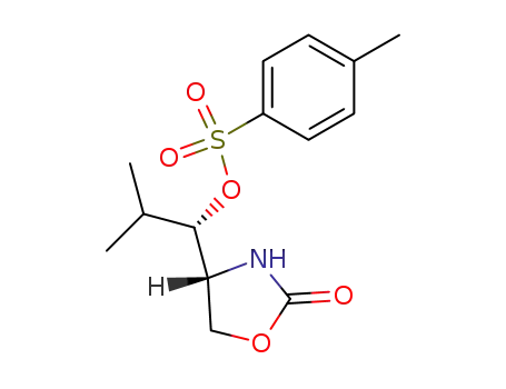 Molecular Structure of 136983-36-3 (Toluene-4-sulfonic acid (S)-2-methyl-1-((R)-2-oxo-oxazolidin-4-yl)-propyl ester)
