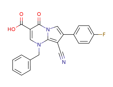 1-benzyl-8-cyano-1,4-dihydro-7-p-fluorophenyl-4-oxopyrrolo<1,2-a>pyrimidine-3-carboxylic acid