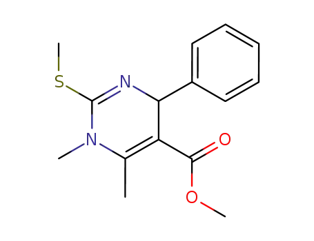 Molecular Structure of 126827-41-6 (1,6-Dimethyl-2-methylsulfanyl-4-phenyl-1,4-dihydro-pyrimidine-5-carboxylic acid methyl ester)