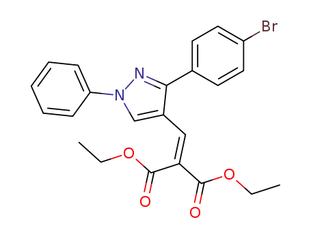 Molecular Structure of 108446-86-2 (2-[3-(4-Bromo-phenyl)-1-phenyl-1H-pyrazol-4-ylmethylene]-malonic acid diethyl ester)