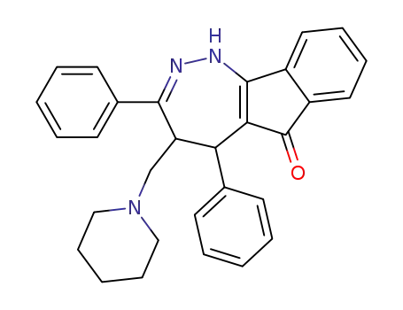 Molecular Structure of 95605-73-5 (Indeno[1,2-c]-1,2-diazepin-6(1H)-one,
4,5-dihydro-3,5-diphenyl-4-(1-piperidinylmethyl)-)
