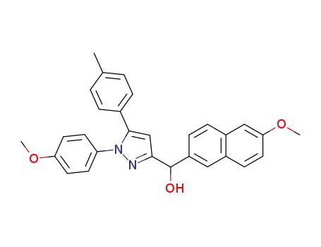 Molecular Structure of 119517-81-6 ((6-Methoxy-naphthalen-2-yl)-[1-(4-methoxy-phenyl)-5-p-tolyl-1H-pyrazol-3-yl]-methanol)