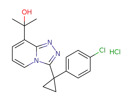 Molecular Structure of 1140898-87-8 (2-(3-(1-(4-chlorophenyl)cyclopropyl)-[1,2,4]triazolo[4,3-a]pyridin-8-yl)propan-2-ol hydrochloride)
