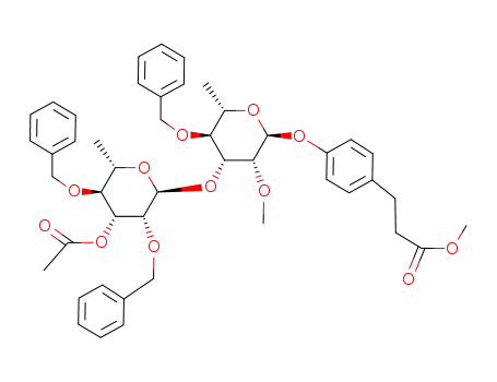 p-(2-methoxycarbonylethyl)phenyl 4-O-benzyl-2-O-methyl-3-O-(3-O-acetyl-2,4-di-O-benzyl-α-L-rhamnopyranosyl)-α-L-rhamnopyranoside