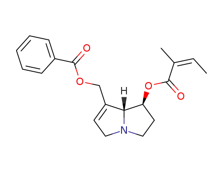 Molecular Structure of 99629-53-5 (Benzoic acid (7S,7aR)-7-((Z)-2-methyl-but-2-enoyloxy)-5,6,7,7a-tetrahydro-3H-pyrrolizin-1-ylmethyl ester)