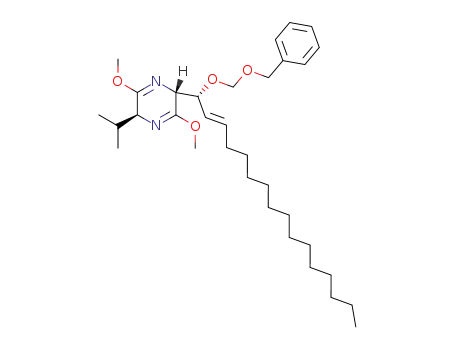 Molecular Structure of 133859-59-3 ((2R,5S,1'R,2'E)-2-(1'-Benzyloxymethoxy-hexadec-2'-en-1'-yl)-2,5-dihydro-5-isopropyl-3,6-dimethoxy-pyrazine)