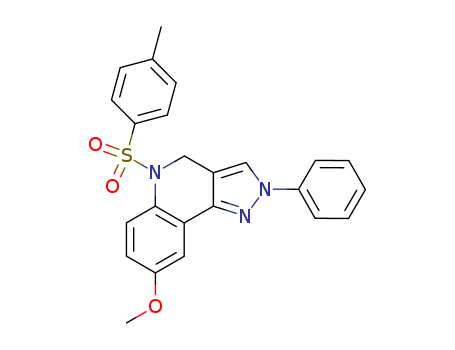 Molecular Structure of 103688-03-5 (2H-Pyrazolo[4,3-c]quinoline,4,5-dihydro-8-methoxy-5-[(4-methylphenyl)sulfonyl]-2-phenyl-)