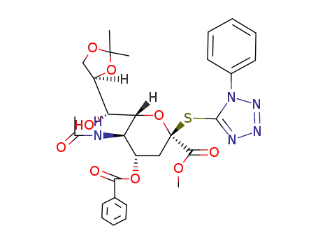 methyl <S-(1-phenyl-1H-tetrazol-5-yl) 5-acetamido-4-benzoyl-3,5-dideoxy-8,9-isopropylidene-β-D-glycero-D-galacto-2-nonulopyranosid>onate