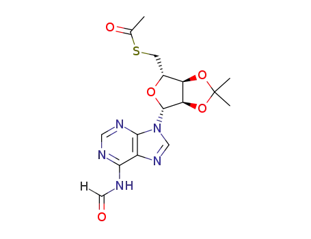 Molecular Structure of 32077-91-1 (Adenosine, N-formyl-2',3'-O-(1-methylethylidene)-5'-thio-, 5'-acetate)