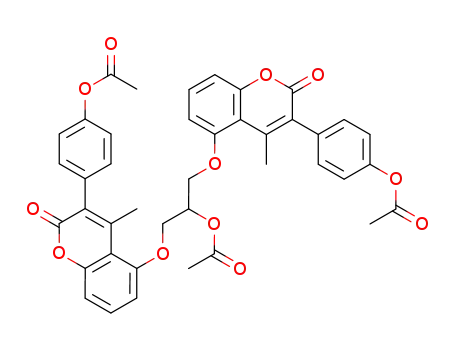 Molecular Structure of 128889-97-4 (2-acetoxy-1,3-bis<3-(4-acetoxyphenyl)-4-methyl-2-oxo-2H-1-benzopyran-5-yloxy>propane)