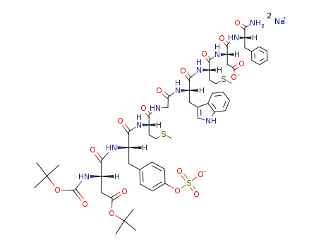 tert-butyloxycarbonyl-β-tert-butyloxyaspartyl-O<sup>4</sup>-sulfotyrosyl-methionyl-glycyl-tryptophyl-methionyl-aspartyl-phenylalanine amide disodium salt
