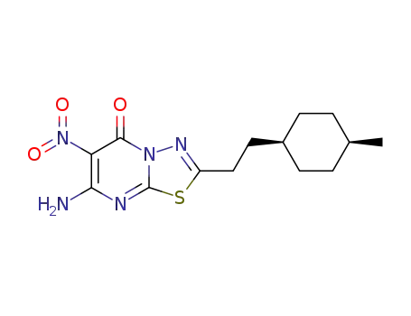 Molecular Structure of 118314-10-6 (7-Amino-2-[2-(4-methyl-cyclohexyl)-ethyl]-6-nitro-[1,3,4]thiadiazolo[3,2-a]pyrimidin-5-one)