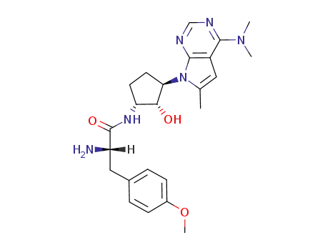 dimethylamino-4-<hydroxy-2α-(p-methoxy-phenyl-L-alanylamino)-3α-cyclopentyl-1β>-7 methyl-6-pyrrolo<2,3-d>pyrimidine